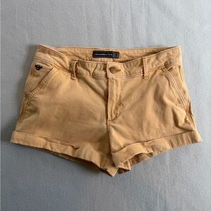 Abercrombie & Fitch Women's Light Tan Rolled-Hem Jean Shorts